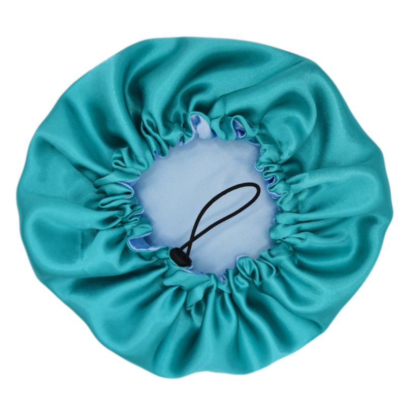 Bonnet en satin Wave ajustable réversible bleu | Standard
