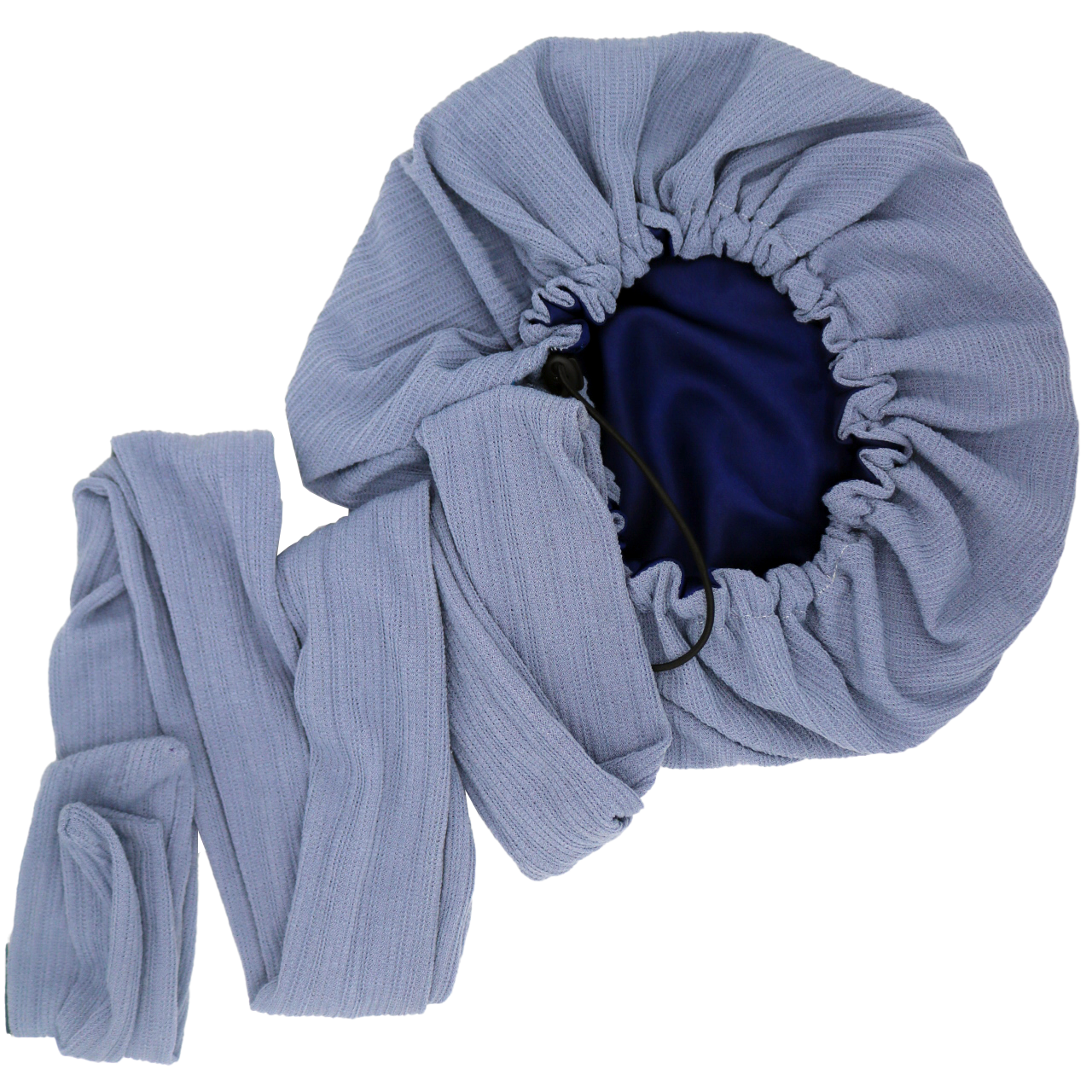 Bonnet/Turban ajustable bleu clair doublé en satin "Lia" - Taille standard