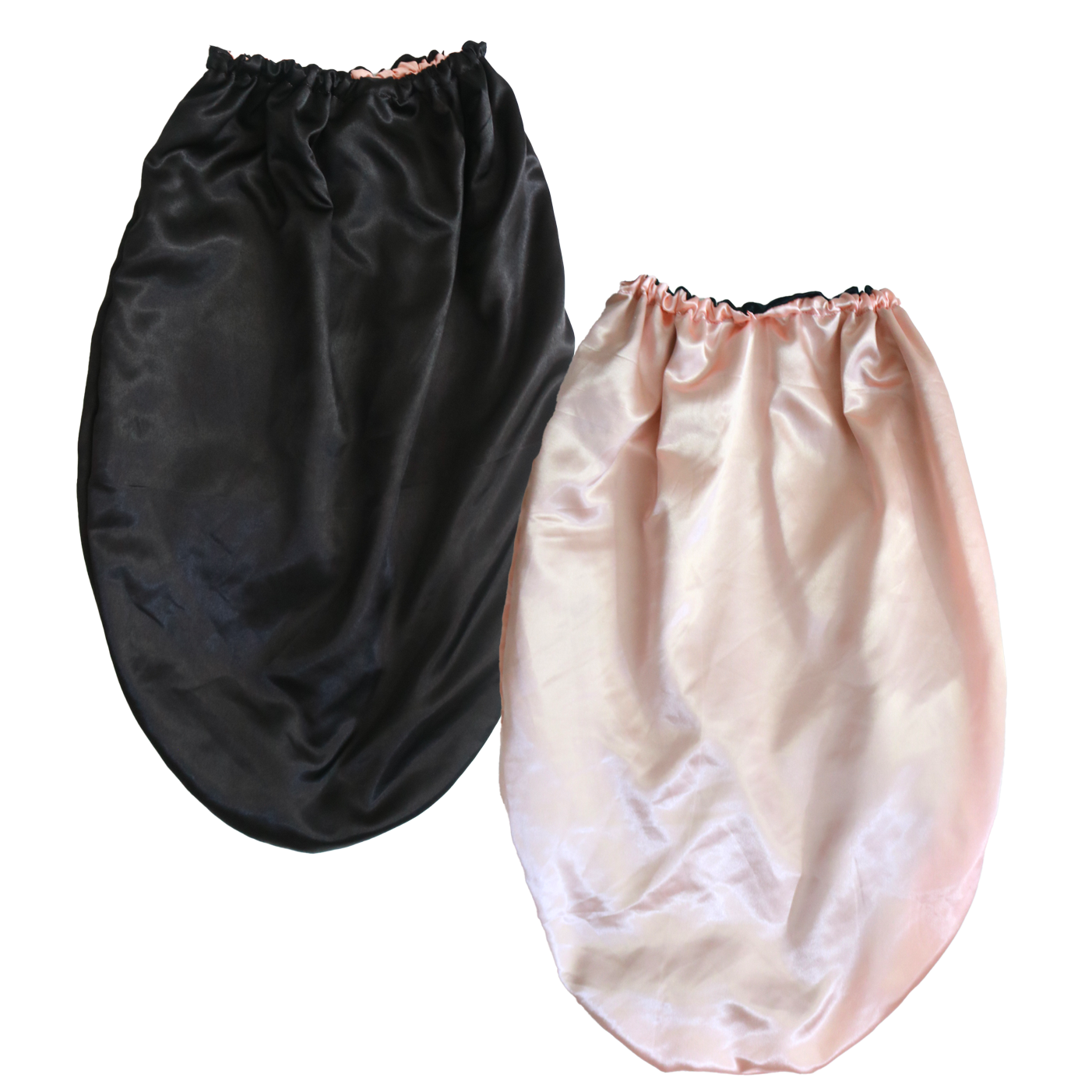 Long bonnet en satin RayPonce ajustable réversible Noir et saumon