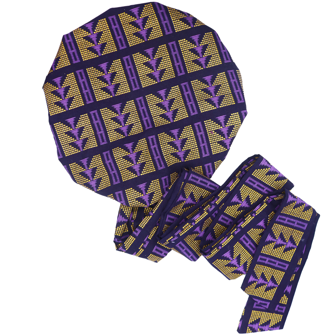 Bonnet/Turban en wax et satin ajustable violet "Queen" | AVEC OU SANS RUBAN