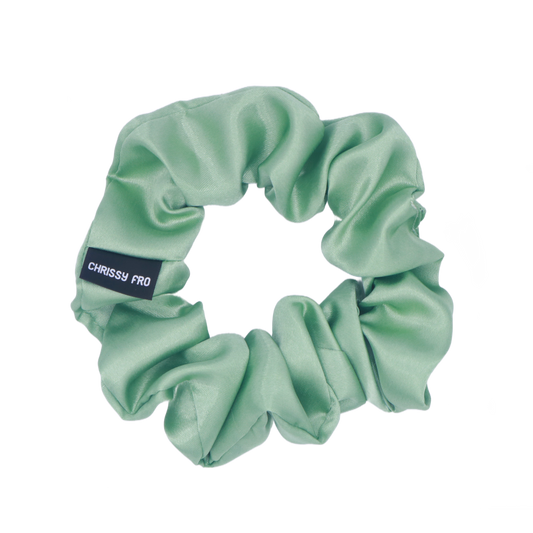 Chouchou en satin vert Emeraude - Scrunchie Taille M