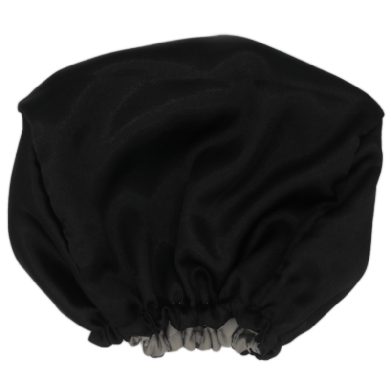 Housse d'appui-tête en satin réversible pour voiture noire/grise - Universelle (L.20 x l.30 x P.12 cm)