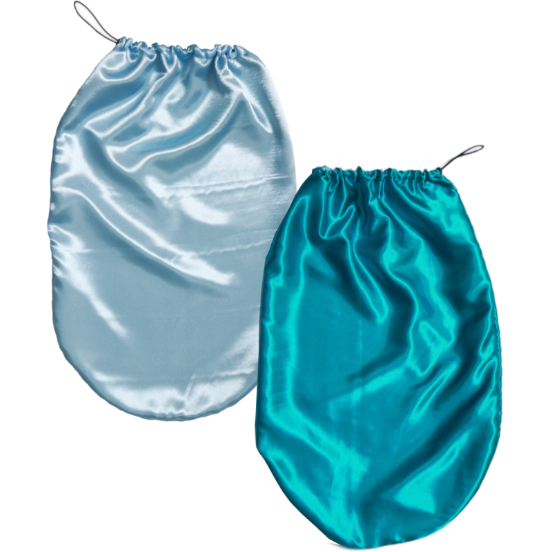 Long bonnet en satin RayPonce ajustable réversible bleu