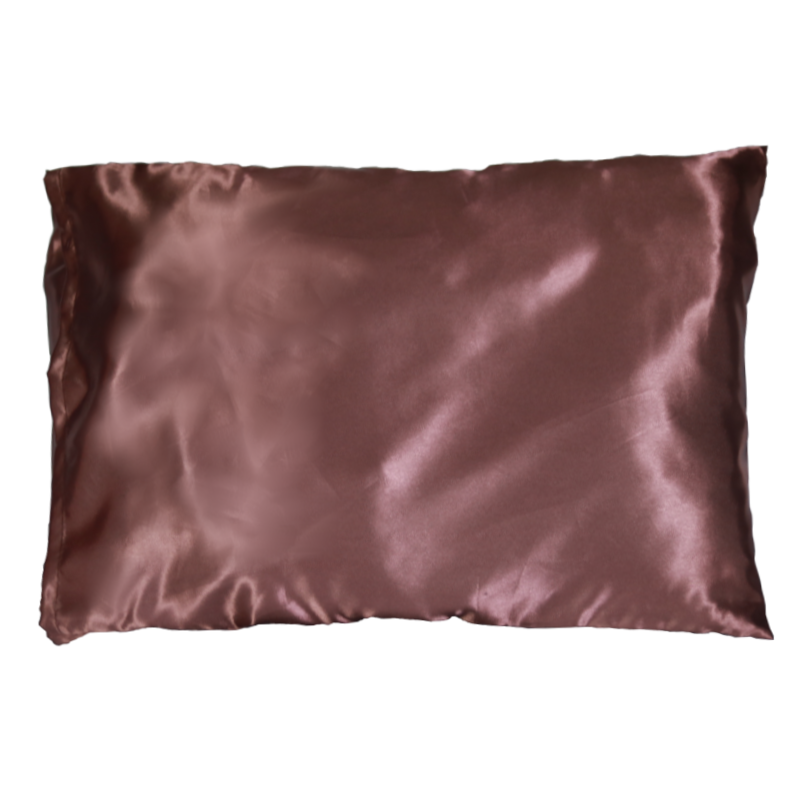 taie d'oreiller en satin marron