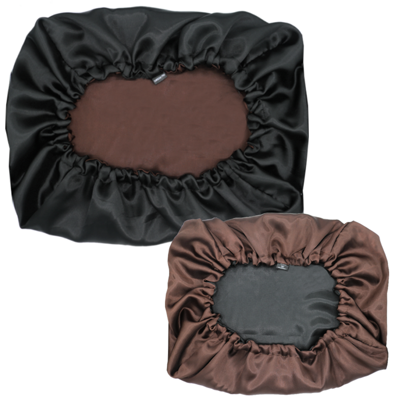 Taie d'oreiller en satin réversible marron/noir "Ebony" - Rectangle ou Carrée