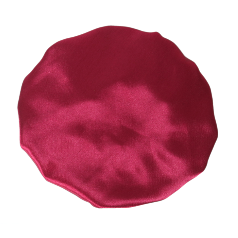 Bonnet en satin ENFANT Cerise ajustable réversible | Rouge et noir