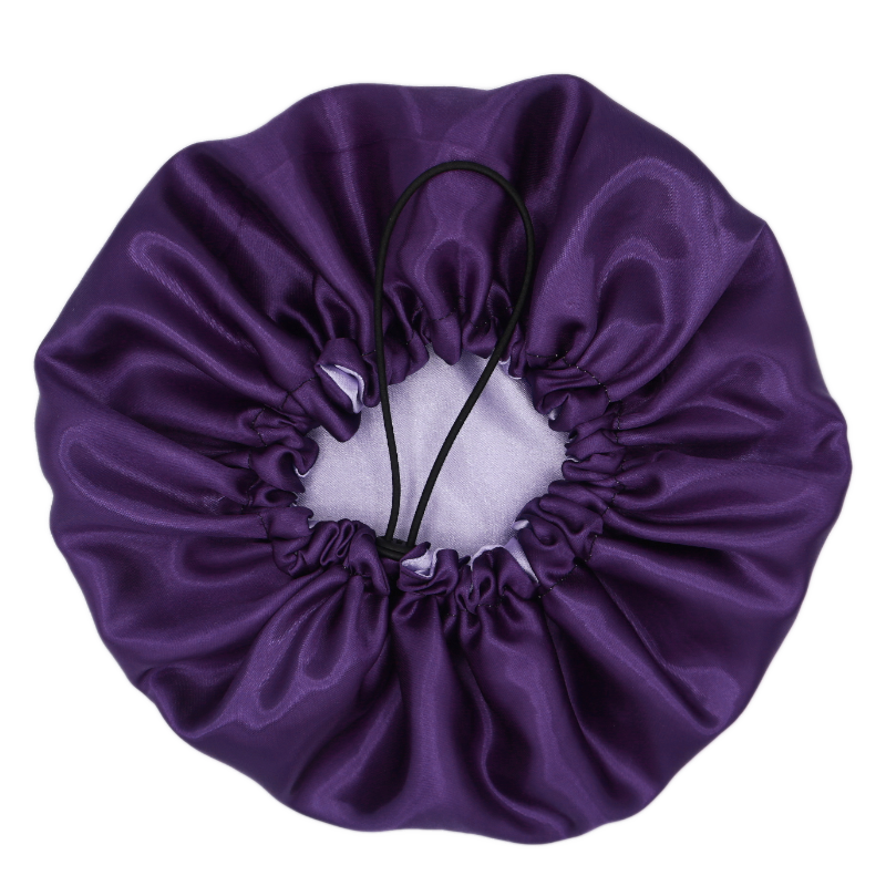 Pack Valentine | Bonnet en satin ajustable réversible violet + 2 mini chouchous
