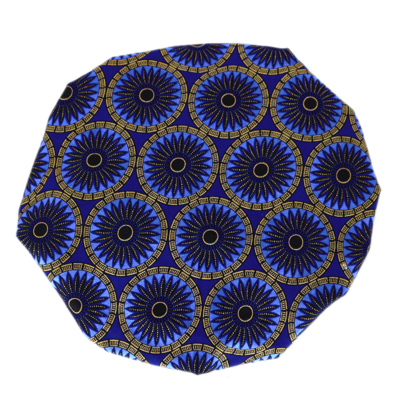 Bonnet en satin et wax bleu "Rosa" réglable | Standard