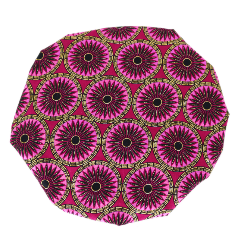 Bonnet en satin et wax rose "Rosa" réglable