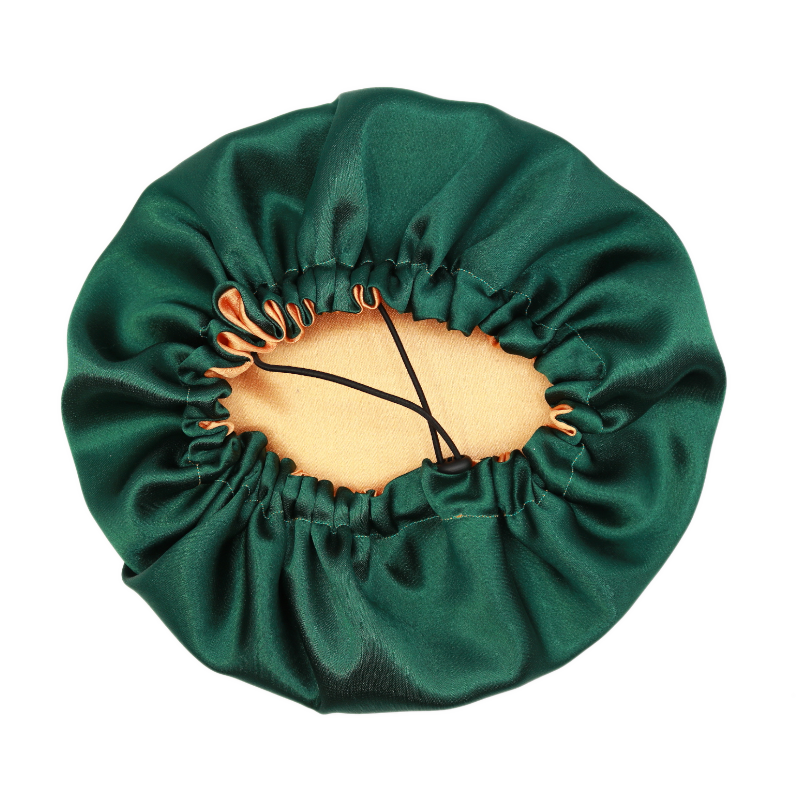 Bonnet en satin réversible ajustable "Clem" | Vert et orange