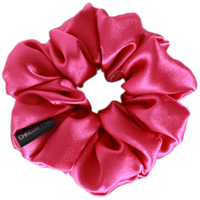 Chouchou en satin rose fuchsia Lisa - Scrunchie Taille M