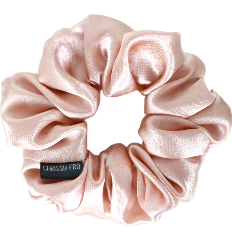 PACK CHLOE | Bonnet en satin réversible + 2 chouchous en satin | Bleu/Rose doré