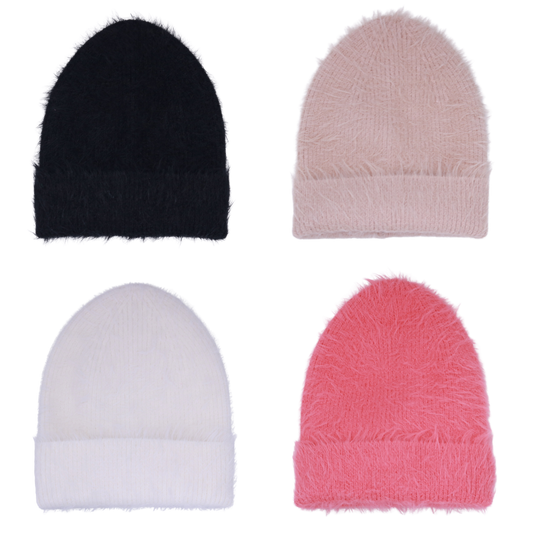 Bonnet à poils longs Coco doublé en satin (4 couleurs au choix) | Taille unique
