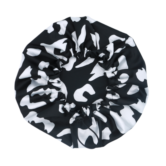 Bonnet en soie Silky ENFANT noir et blanc réversible et ajustable