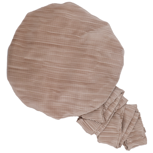 Bonnet/Turban ajustable crème plissé doublé en soie "Mia" - 2 tailles