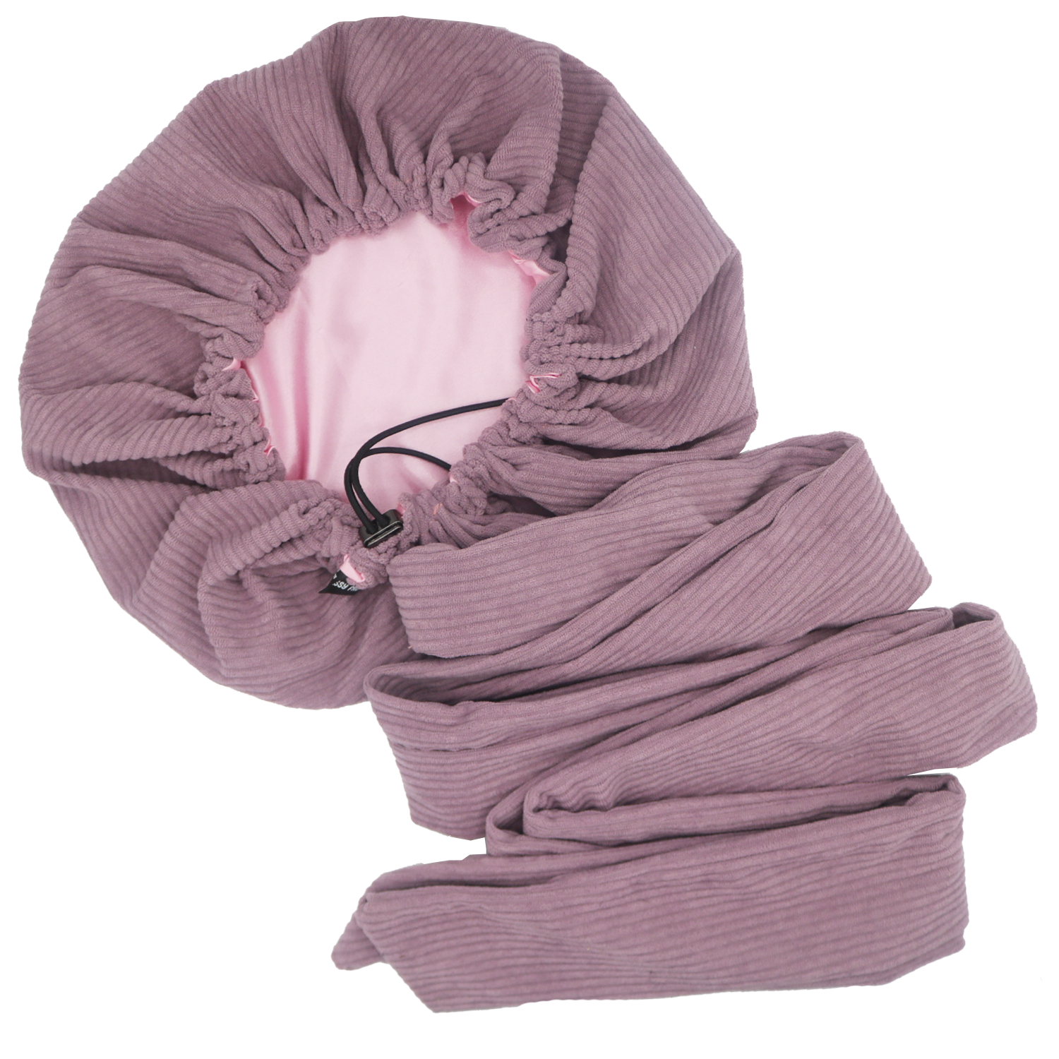Bonnet/Turban à nouer en velours côtelé parme et satin ajustable "Velvet" | Standard