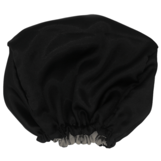 Housse d'appui-tête en satin réversible pour voiture noire/grise - Universelle (L.20 x l.30 x P.12 cm)