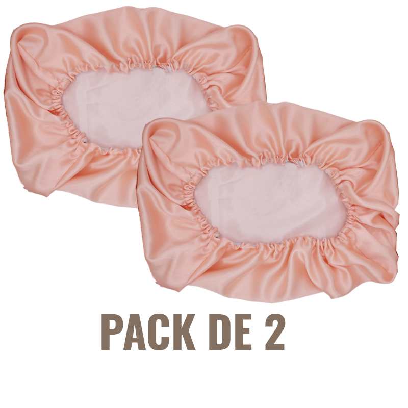 Pack de 2 Taies d'oreiller en satin réversibles blanc/saumon "Lovely" - Rectangle ou Carrée