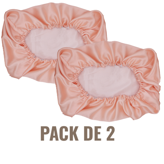 Pack de 2 Taies d'oreiller en satin réversibles blanc/saumon "Lovely" - Rectangle ou Carrée