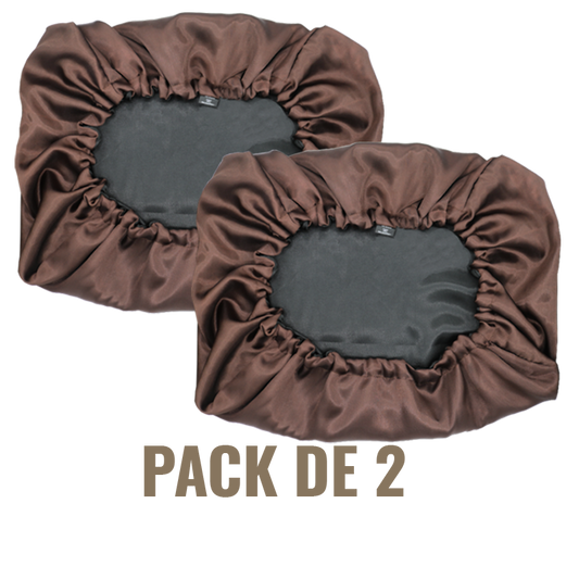 Pack de 2 Taies d'oreiller en satin réversibles marron/noir "Ebony" - Rectangle ou Carrée