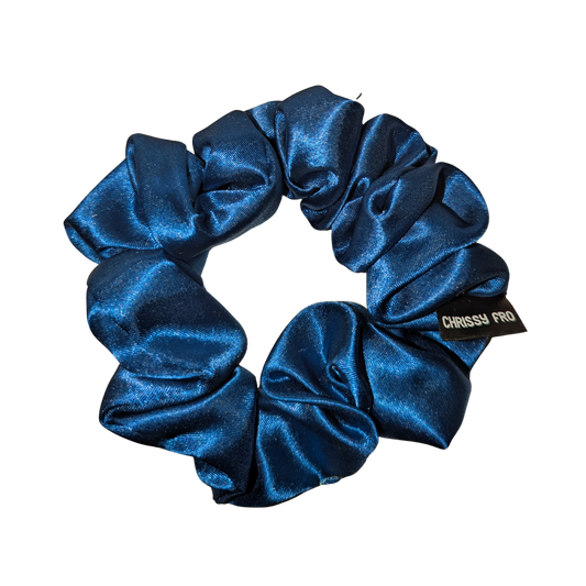 Chouchou en satin bleu Saphir - Scrunchie taille M