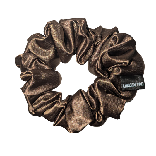 Chouchou en satin marron glacé - Scrunchie taille M
