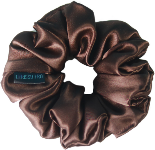 Ebony Brown Satin Scrunchie - Scrunchie size M