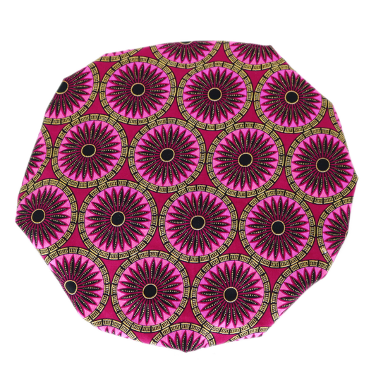 Bonnet en satin et wax rose "Rosa" réglable